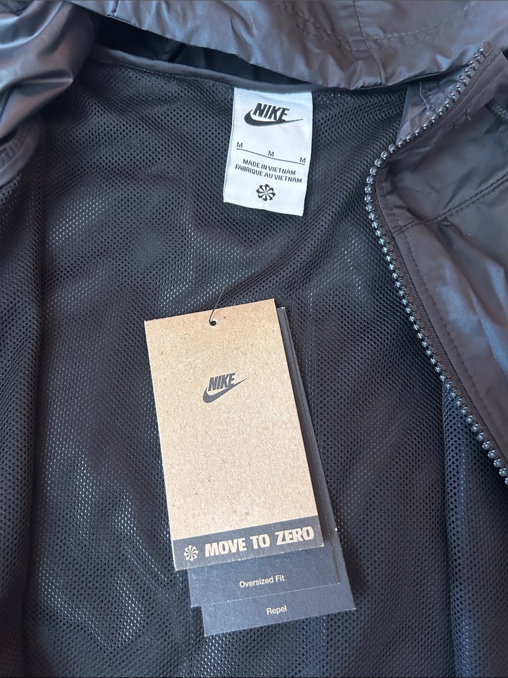 Nike Black Hooded Windbreaker Jacket with White Swoosh - Picture 16 of 16